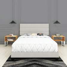 Find queen bed frame in beds & mattresses | buy or sell a bed or mattress locally in ottawa. Premier Syracuse Upholstered Linen Tri Panel Platform Bed Frame With Headboard White Queen Foundation Or Box Spring Not Required Walmart Com Walmart Com