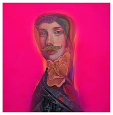 Natasha Lelenco, Mustache and Leaves, 2022, Acrylic & Spray Paint