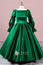 Emerald Green Ball Gown with Puffy Sleeves Regal and Grand