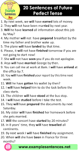 Which is the passive form of the verb? 20 Sentences Of Future Perfect Tense Examples 20 Sentences In Future Perfect Tense Example Sentences