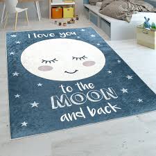 Für das kinderzimmer finden sie teppiche in vielfältigen designs, farben und größen: Kinderteppich Kinderzimmer Madchen Waschbar Sterne Niedlicher Mond Spruch Blau Kaufen Bei Diva Teppich Center