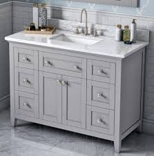 White bathroom vanities give your bath a beautiful and fresh artistic unrivaled by any other bathroom vanity cabinets. 48 Single Sink Bathroom Vanity Grey Finish White Carrara Marble Vanity Top Undermount Rectangle Bowl