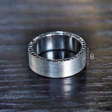Dbkdesigns By Kamnikamni On Instagram Platinum Brushed Men S Wedding Band With Black Diamonds Along Th Mens Diamond Wedding Bands Wedding Rings Rings For Men