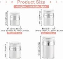 4Pcs 4 Size Airless Pump Jar Duckbill Spout Refillable Travel Cream Vacuum  Bottle 0.5/1/1.7/3.4OZ Empty Cream Jar Cosmetic Containers Lotion Dispenser