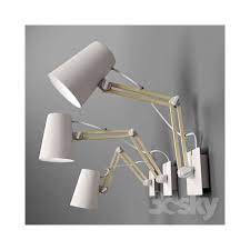 mantra looker wall lamp 1l e27 doble arm white wood lamba yazici