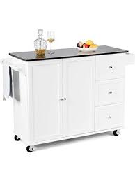 Check spelling or type a new query. Amazon Com Giantex Kitchen Island With Stainless Steel Countertop Kitchen Cart Rolling Trolley With Towel Holder And Spice Rack 3 Drawers Adjustable Shelves 2 Door Cabinet Ample Storage Table White Kitchen Islands