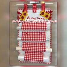 Carinissimo E Utile Porta Rotoli Realizzato Con Della Stoffa 100 Cotone Rosso E Artesanato Para Cozinha Artesanato E Faca Voce Mesmo Ideias Para Artesanato