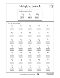 All multiplicands have up to 3 decimal digits. Multiplying Decimals 2 5th Grade Math Worksheet Greatschools