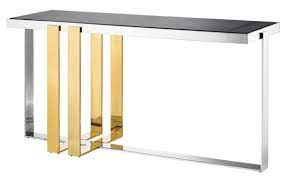 Modway alacrity 60 rustic modern farmhouse stainless steel metal rectangle dining table in gunmetal. Casa Padrino Designer Stainless Steel Console With Smoked Glass Luxury Console Table