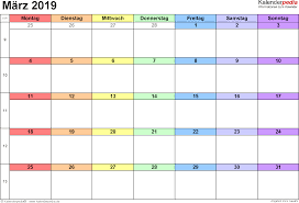 Kalender 2020/2021/2022 mit kalenderwochen und den deutschen feiertagen. Kalender Marz 2019 Als Pdf Vorlagen