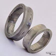 Custom Wedding Ring Hand Forged Concaved Damascus Wedding Ring Przepiekne Obraczki Slu Wedding Ring Hand Damascus Steel Wedding Band Titanium Wedding Rings
