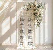 Custom Linen Fabric Wedding Seating Chart Sign - CFS07