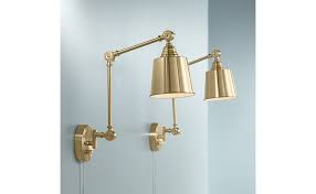 Plug in wall lamp swing arm. Mendes Modern Swing Arm Adjustable Wall Lamps Set Of 2 Antique Brass Plug In Light Fixture Up Down Metal Shade For Bedroom Bedside House Reading Living Room Home Hallway Dining 360 Lighting