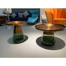 Beautiful range of modern tables. China Interior Removable Retro Brass Top Coffee Table With Transparent Glass Base China Coffee Side Table Golden Color Table