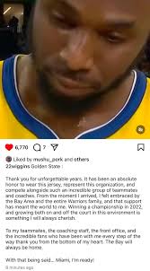 Wiggins speaks!!! : r/warriors