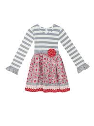 Gray Stripe To Print Dress Counting Daisies Little Girls 2 6x