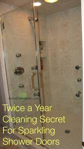 Twice A Year Cleaning Secret For Sparkling Shower Doors Only Clean Your Shower Doors Twice A Year And Have Them Cleaning Hacks Shower Doors Cleaning Household