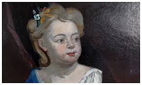 Large 18th Century Oil Portrait Painting of The Daughters of William