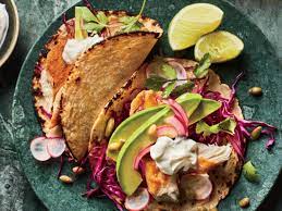 Cooking light fish tacos with cabbage slaw. Spiced Chicken Tacos With Lime Cabbage Slaw Cabbage And Red Onion Offer Plenty Of Prebiotic Fodder For The Cooking Light Recipes Chicken Spices Chicken Tacos