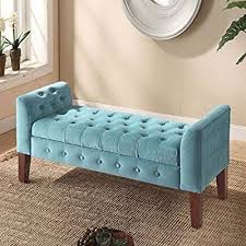 Kinfine Velvet Tufted Arm Storage Bench Teal Amazon Ca Home Kitchen Tufted Storage Bench Entryway Bench Storage Bench With Storage