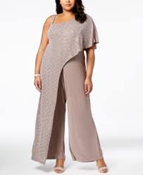 R M Richards Plus Size Sequined Drape Jumpsuit Tan Beige 16w Odezhda Stil