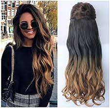Long weave ombre color wig. Natural Black To Honey Blonde 20 Wavy 3 4 Full Head Clip In Hair Extensions Ombre One Piece 2 Tones Natural Black Dark Blonde Dl Amazon In Beauty