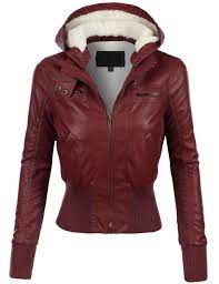 Diapo Leather Women S Bomber Maroon Cowhide Vegetable Tanned Leather Jacket With Hoodie 40 Off Leather Jackets Women Leather Jacket Leather Jacket Hoodie