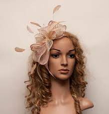 Beige Champagne Gold And Blush Light Pink Gorgeous Fascinator For Weddings Bridesmaids Parties Fascinator Wedding Fascinators Fascinator Hats