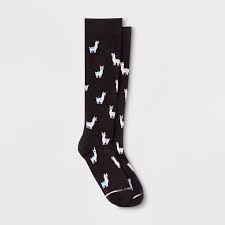 Dr Motion Women S Llama Mild Compression Knee High Socks Black 4 10 Knee High Compression Socks Knee High Socks Solid Socks