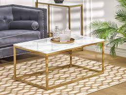 Rectangular coffee table in marble finish. Coffee Table White Marble Effect With Gold Delano Furniture Lamps Accessories Up To 70 Off Avandeo Online Store