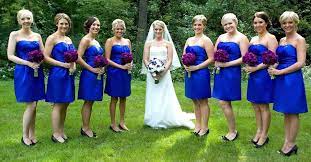 Cobalt Blue Bridesmaids Dresses Purple Flowers Blue Orchids White Roses Cobalt Blue Dress Bridesmaid Blue Bridesmaids Blue Bridesmaid Dresses