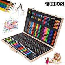 180 Pcs Drawing Watercolor Art Sets Brush Pen Set Kids For Gift With Wooden Box Art Markers Office S Stationery Supplies Art Sets Box Art