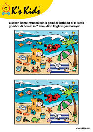 Dan warnanya ternyata tidak hitam. Worksheet Mencari 8 Perbedaan Gambar Bermain Di Pantai Ebook Anak