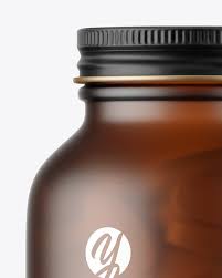 Frosted Amber Glass Pills Bottle Mockup In Bottle Mockups On Yellow Images Object Mockups