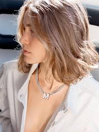 PIYIZ Men Necklace Silver Letter Pendant 4.5mm Cuban Link Chain with  Initial Trendy Valentines Boyfriend Gift Stainless Steel S Necklaces for  Women