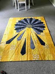 I Don T Think This Quilt Is Made Of Men S Ties But It Could Have Been I Love The Yellow And Gray Ties Applique Quilting Dresden Quilt Quilt Patterns