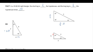 The sine and cosine of 30° to find out the others sides lengths: Solving A 30 60 90 Right Triangle Youtube