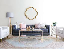 Bohemian Glam Living Room Soft Feminine Hues Accented With Pretty Pieces Of Bronze And Metalli Modern Glam Living Room Living Room Makeover Glam Living Room