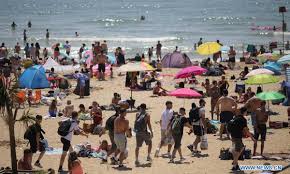 The met office confirmed wednesday was the hottest day of 2020 so far with the. People Arrive At Bournemouth Beach In Britain Global Times