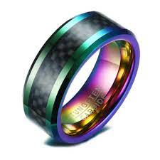 Argos Black Carbon Fiber Tungsten Carbide Wedding Ring With Neo Chrome Plating And Beveled Edge Tungsten Mens Rings Carbon Fiber Rings Mens Carbon Fiber Ring