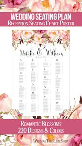 Wedding Seating Chart Poster Romantic Blossoms Watercolor
