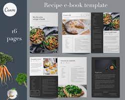 16 Page Recipe E Book Printable Recipe Card Cookbook Template Canva Template Ebook Fully Customisable Cookbook Template Recipe Template Recipe Cards