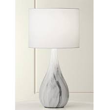 Keji Table Lamp White Marble Finish With White Lampshade White Lamp Shade Table Lamp Lamp