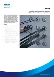 Outdoor underground duct 1 2 4 8cores ftth drop cable. Datasheet Tdux Inflatable Sealing System For Telephone Cable
