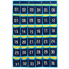 Loghot Numbered Classroom Sundries Closet Pocket Chart For Cell Phones Holder Wall Door Hanging Organizer Blue 36 Pockets With Digital