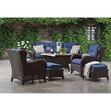 Member S Mark Agio Heritage 6 Piece Deep Seating Patio Set With Sunbrella Fabric Indigo Sam S Club Outdoor Furniture Sets Outdoor Seating Set Patio Set