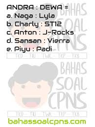 Contoh soal soal ujian sekolah jenjang paud tk ra evaluasi pembelajaran sangat diperlukan untuk semua jenjang termasuk pada pendidikan anak usia dini paud. Verbal Analogi Persamaan Ketidaksamaan Logika Matematika Soal Tes Cpns Asn Tes Intelegensia Umum Tiu Bahassoalcpns
