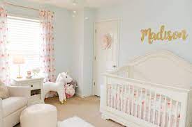 Soft Floral Blue And Blush Pink With Pops Of Gold Project Nursery Baby Blue Nursery Blue Nursery Blue Nursery Girl
