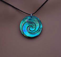 Moana Style Koru Ocean New Zealand Paua Shell Pendant Pendant Shell Pendant Abalone Jewelry