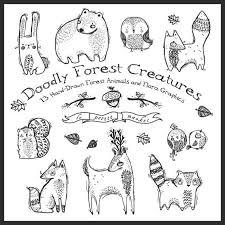 Cute Hand Drawn Digital Forest Creatures Clipart Doodly Etsy How To Draw Hands Forest Creatures Drawing Clipart